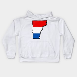 Red, White, and Blue Vermont Outline Kids Hoodie